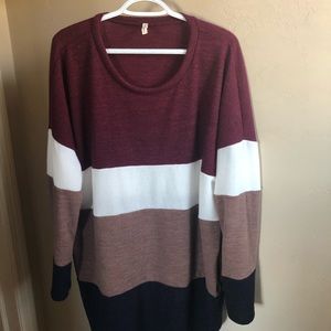 Lightweight striped sweater tunic 1X